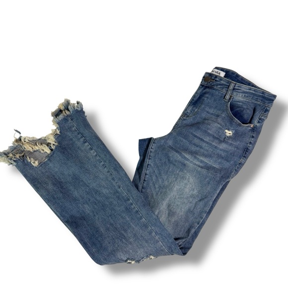 ARULA Denim - ARULA Blue Distressed Flare Jeans